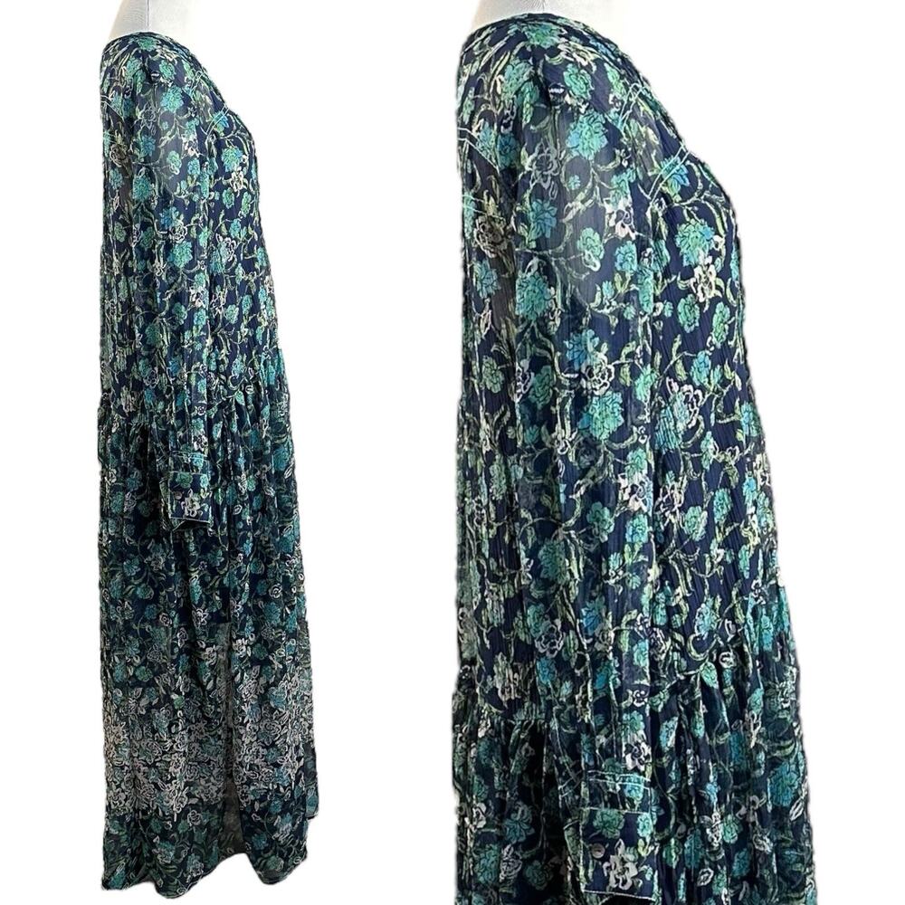 Free people Bohemian See it through Maxi Dress Twilight Floral Medium Retro 70s - Picture 9 of 13